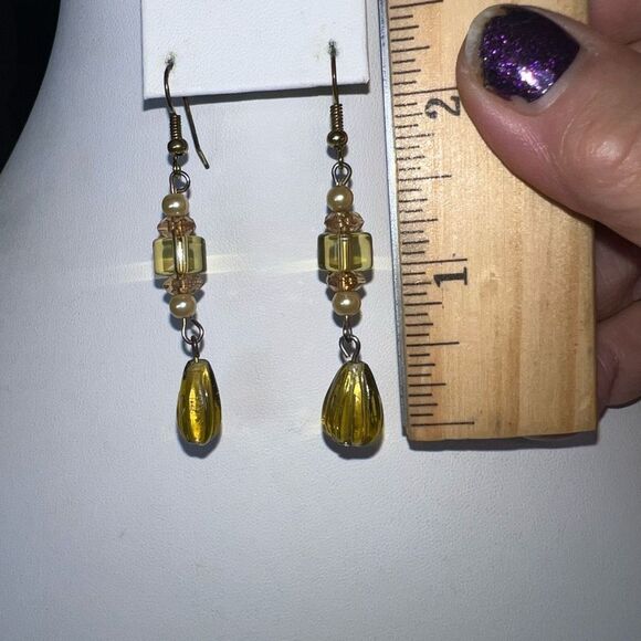 Champagne Bead Dangle Earrings - Picture 3 of 4